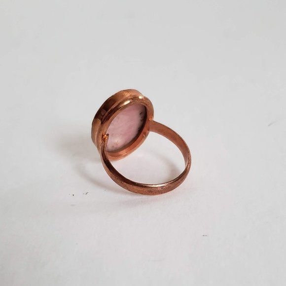 Sz 10 Natural Pink RHODOCHROSITE Ring in solid Copper Artisan Made - Picture 12 of 14